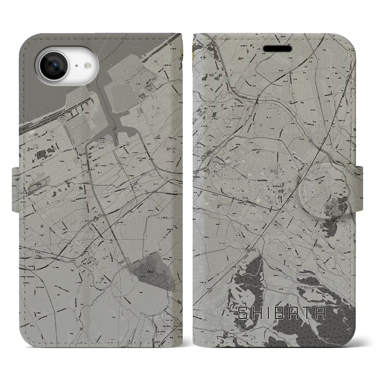 【新発田(新潟県)】地図柄iPhoneケース(手帳タイプ)