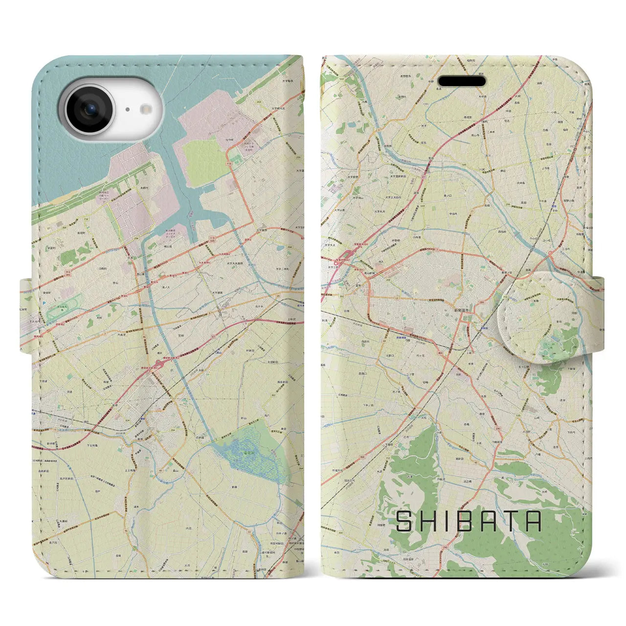 【新発田(新潟県)】地図柄iPhoneケース(手帳タイプ)