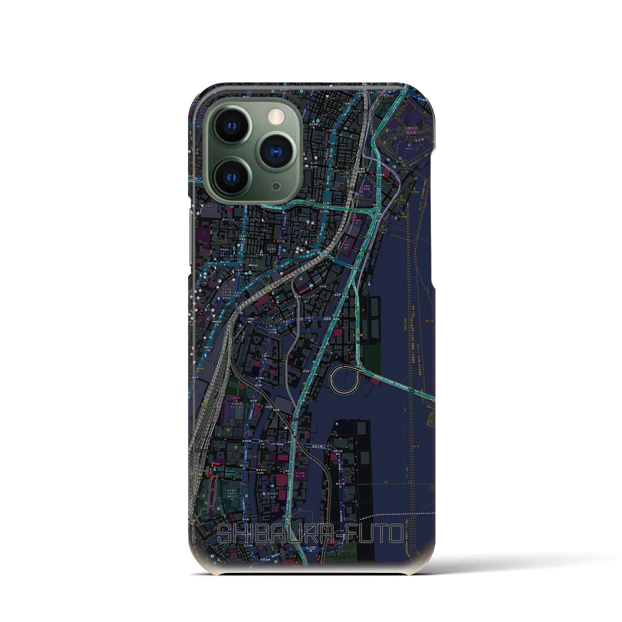【芝浦ふ頭(東京都)】地図柄iPhoneケース(バックカバータイプ)