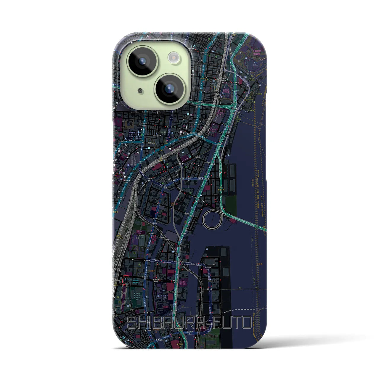【芝浦ふ頭(東京都)】地図柄iPhoneケース(バックカバータイプ)