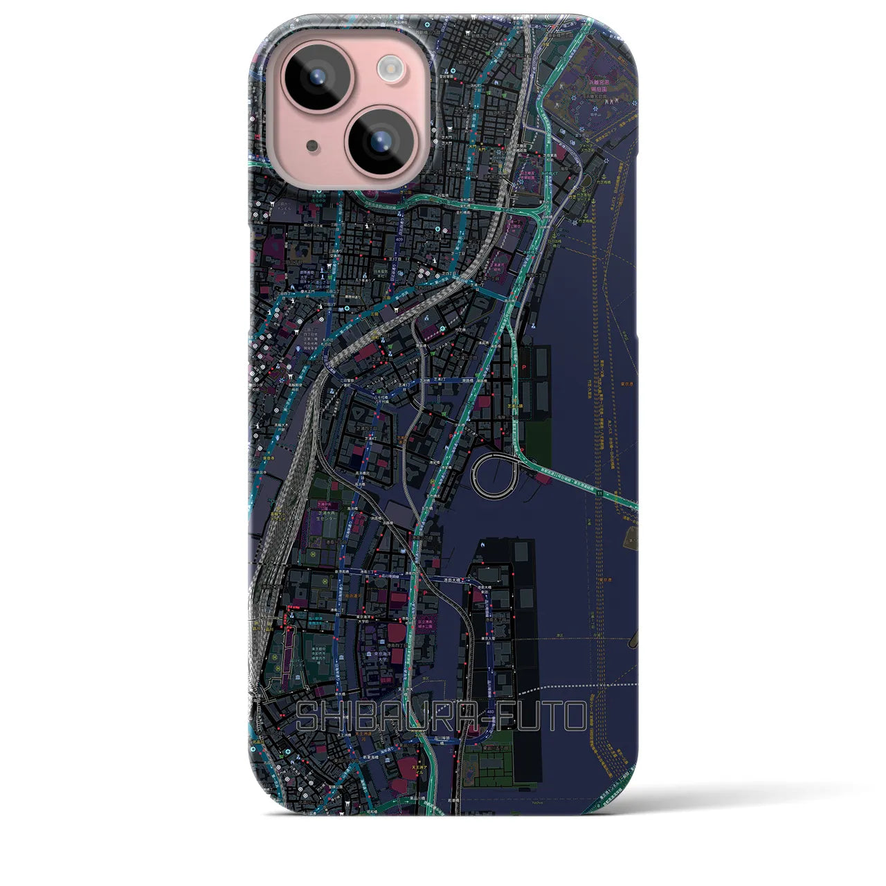 【芝浦ふ頭(東京都)】地図柄iPhoneケース(バックカバータイプ)