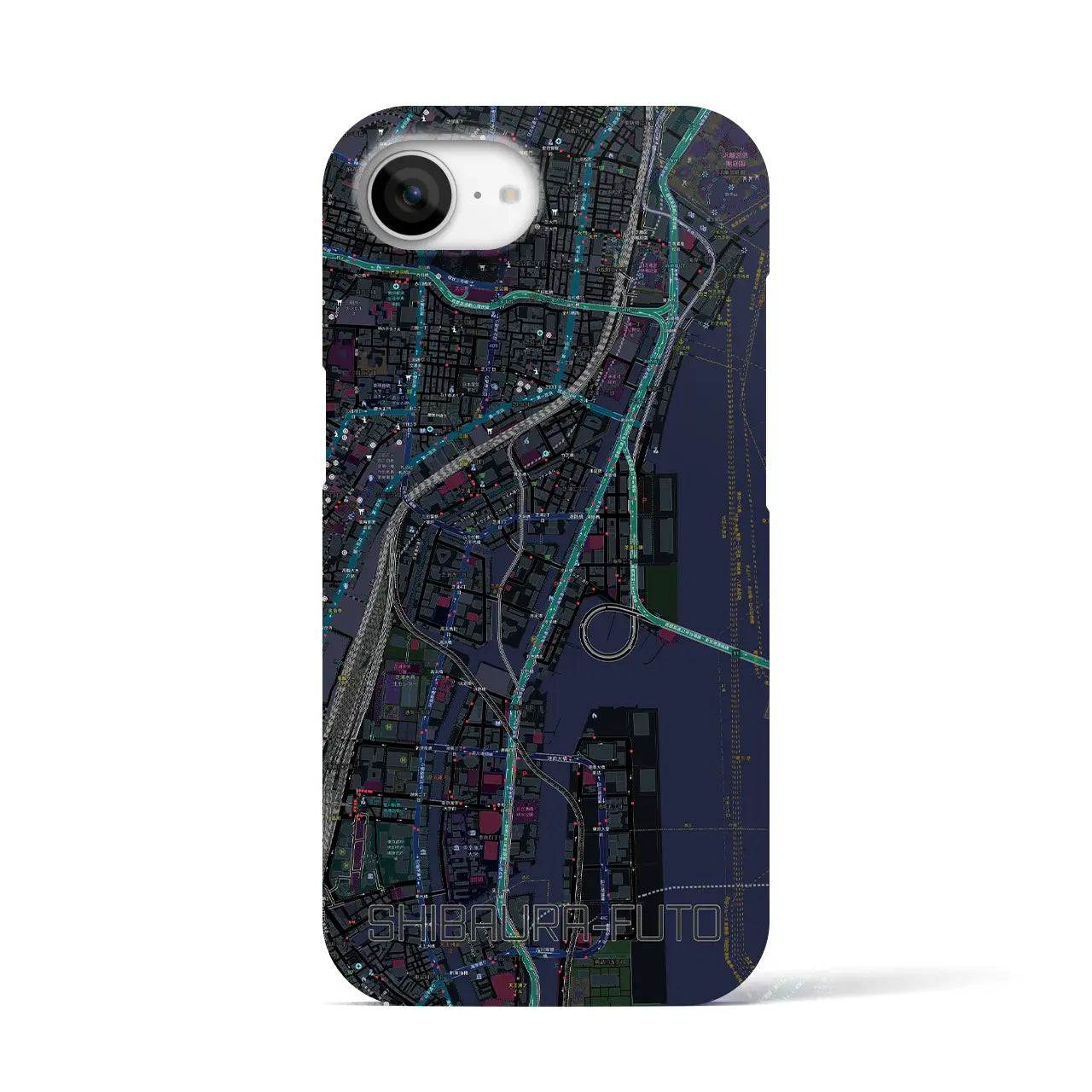 【芝浦ふ頭(東京都)】地図柄iPhoneケース(バックカバータイプ)