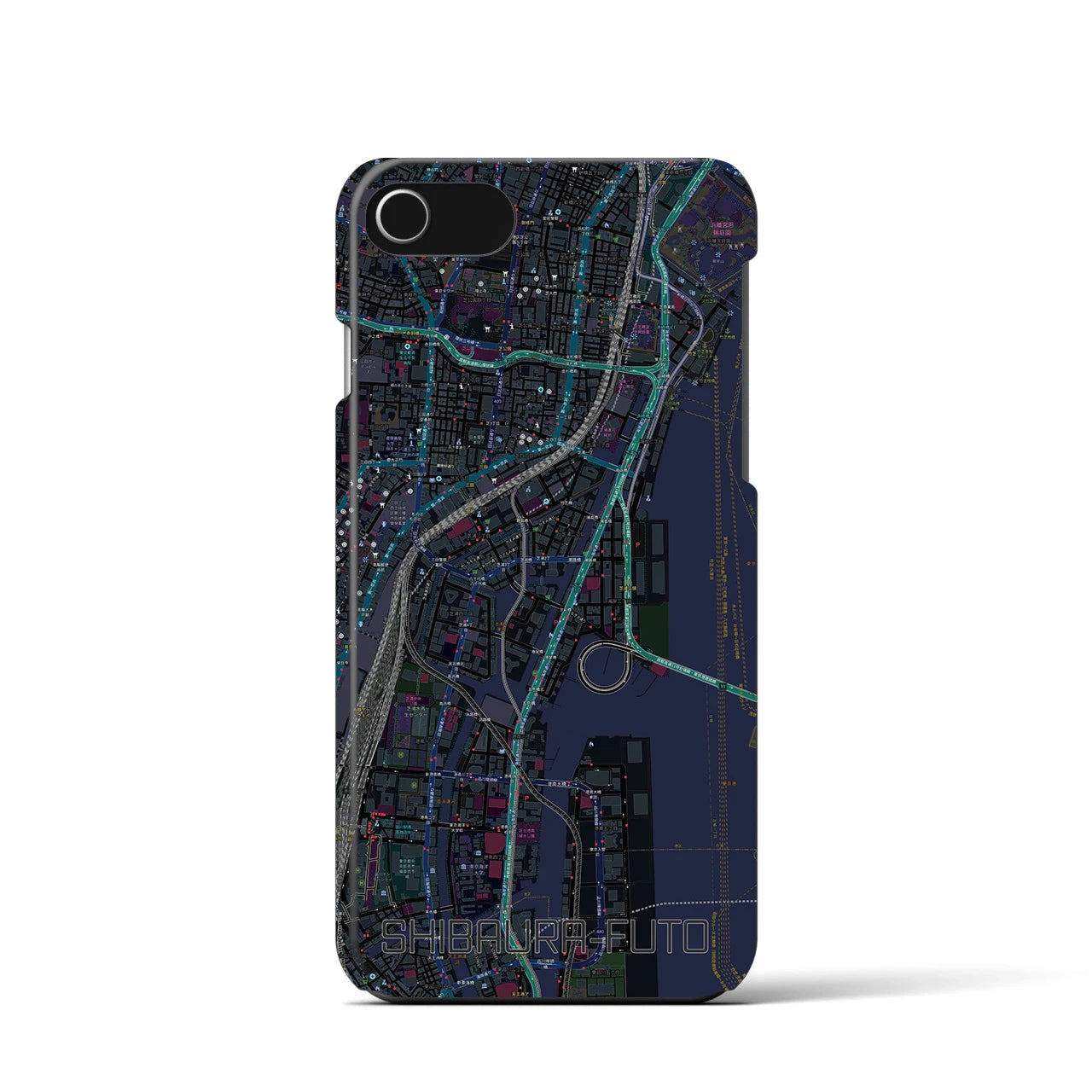 【芝浦ふ頭(東京都)】地図柄iPhoneケース(バックカバータイプ)