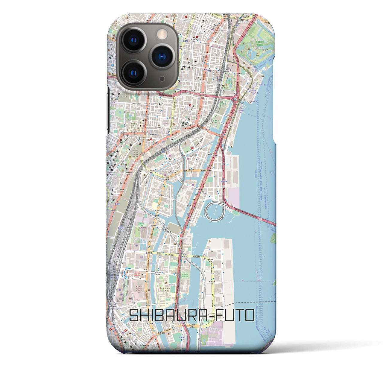 【芝浦ふ頭(東京都)】地図柄iPhoneケース(バックカバータイプ)