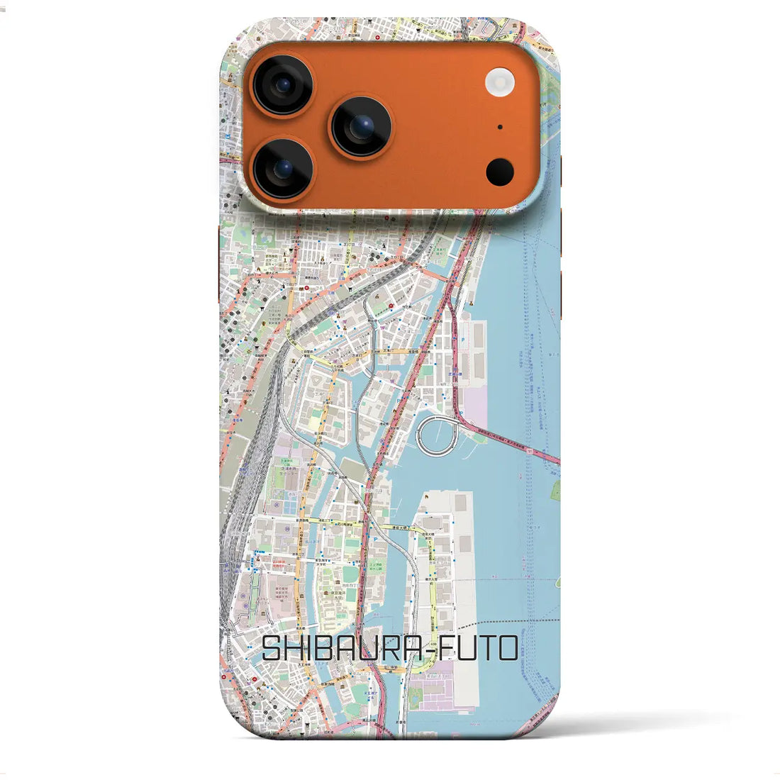 【芝浦ふ頭(東京都)】地図柄iPhoneケース(バックカバータイプ)ナチュラル・iPhone 17 Pro Max 用