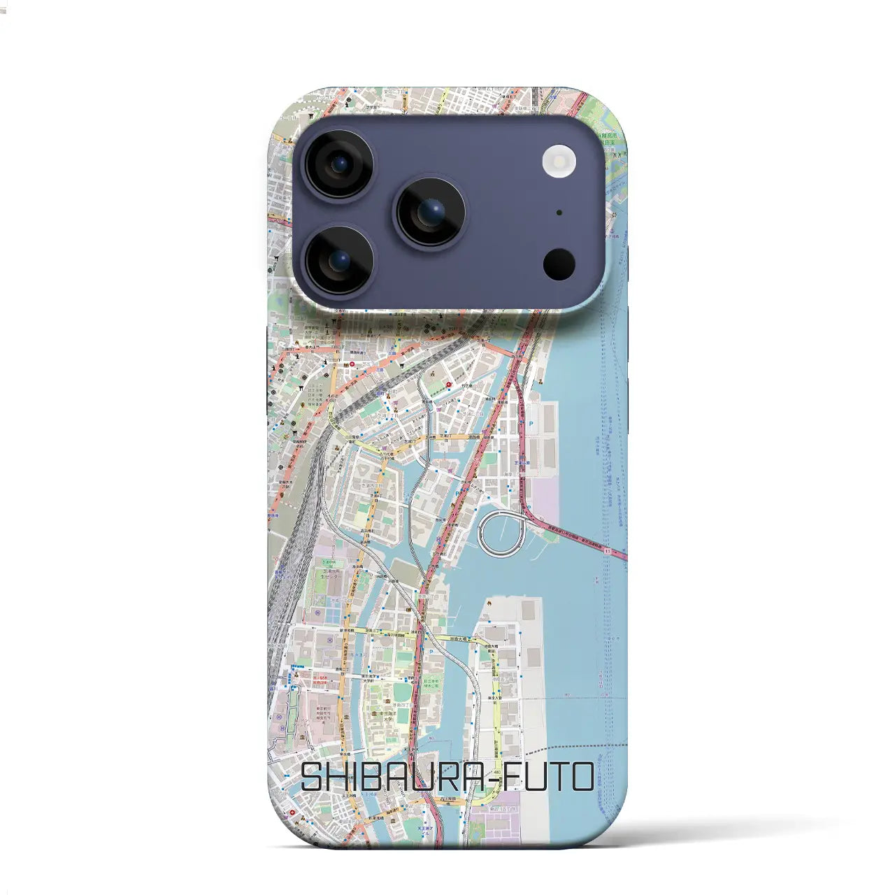 【芝浦ふ頭(東京都)】地図柄iPhoneケース(バックカバータイプ)ブラック・iPhone 17 Pro Max 用