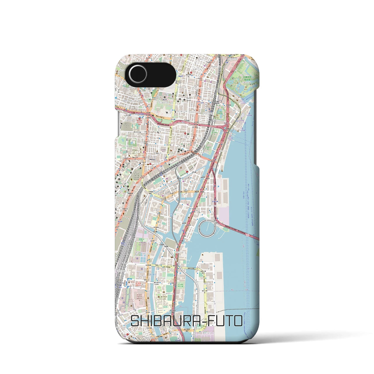 【芝浦ふ頭(東京都)】地図柄iPhoneケース(バックカバータイプ)