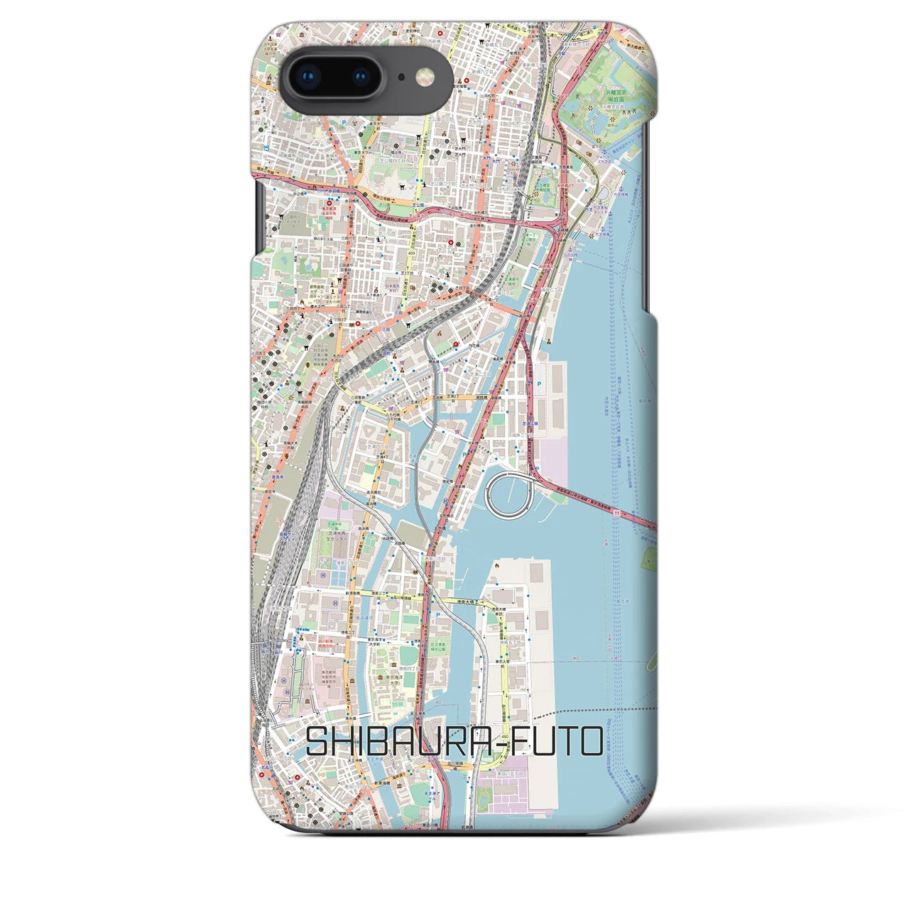 【芝浦ふ頭(東京都)】地図柄iPhoneケース(バックカバータイプ)