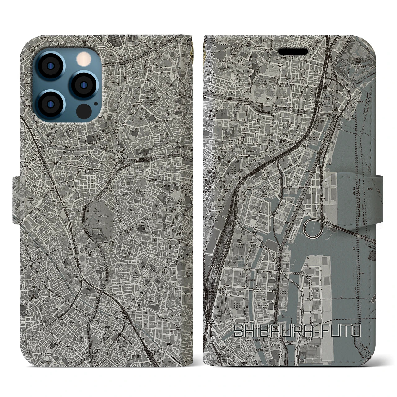 【芝浦ふ頭(東京都)】地図柄iPhoneケース(手帳タイプ)