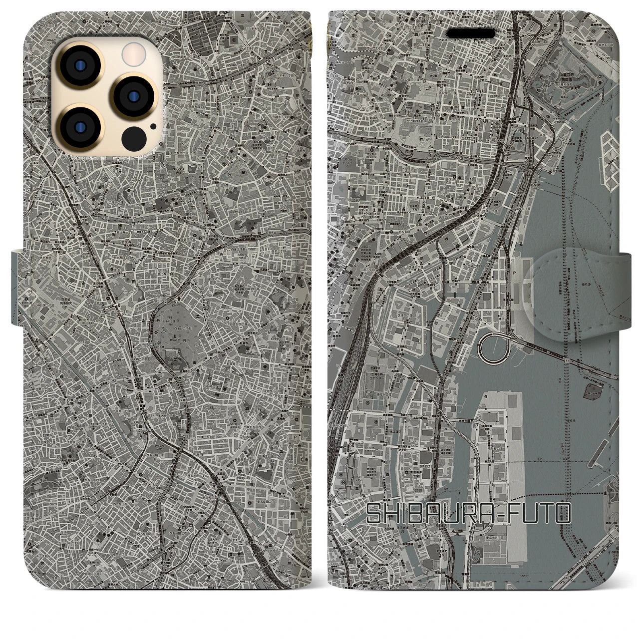 【芝浦ふ頭(東京都)】地図柄iPhoneケース(手帳タイプ)