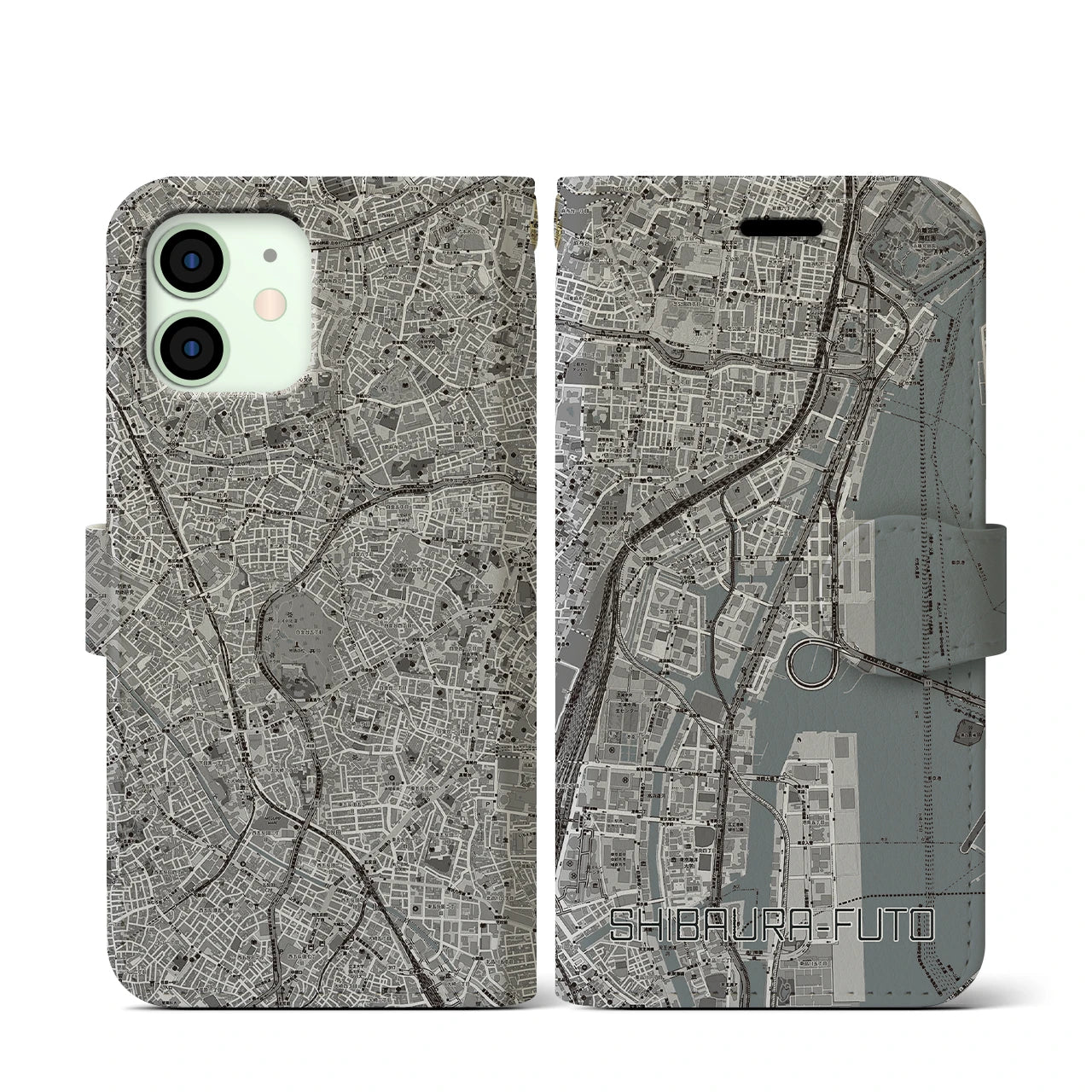 【芝浦ふ頭(東京都)】地図柄iPhoneケース(手帳タイプ)