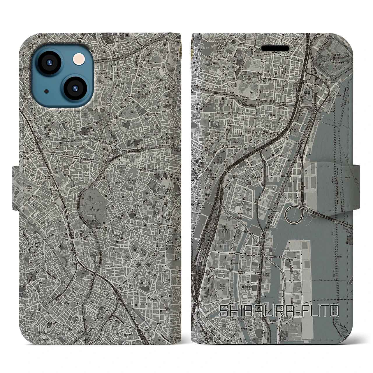 【芝浦ふ頭(東京都)】地図柄iPhoneケース(手帳タイプ)