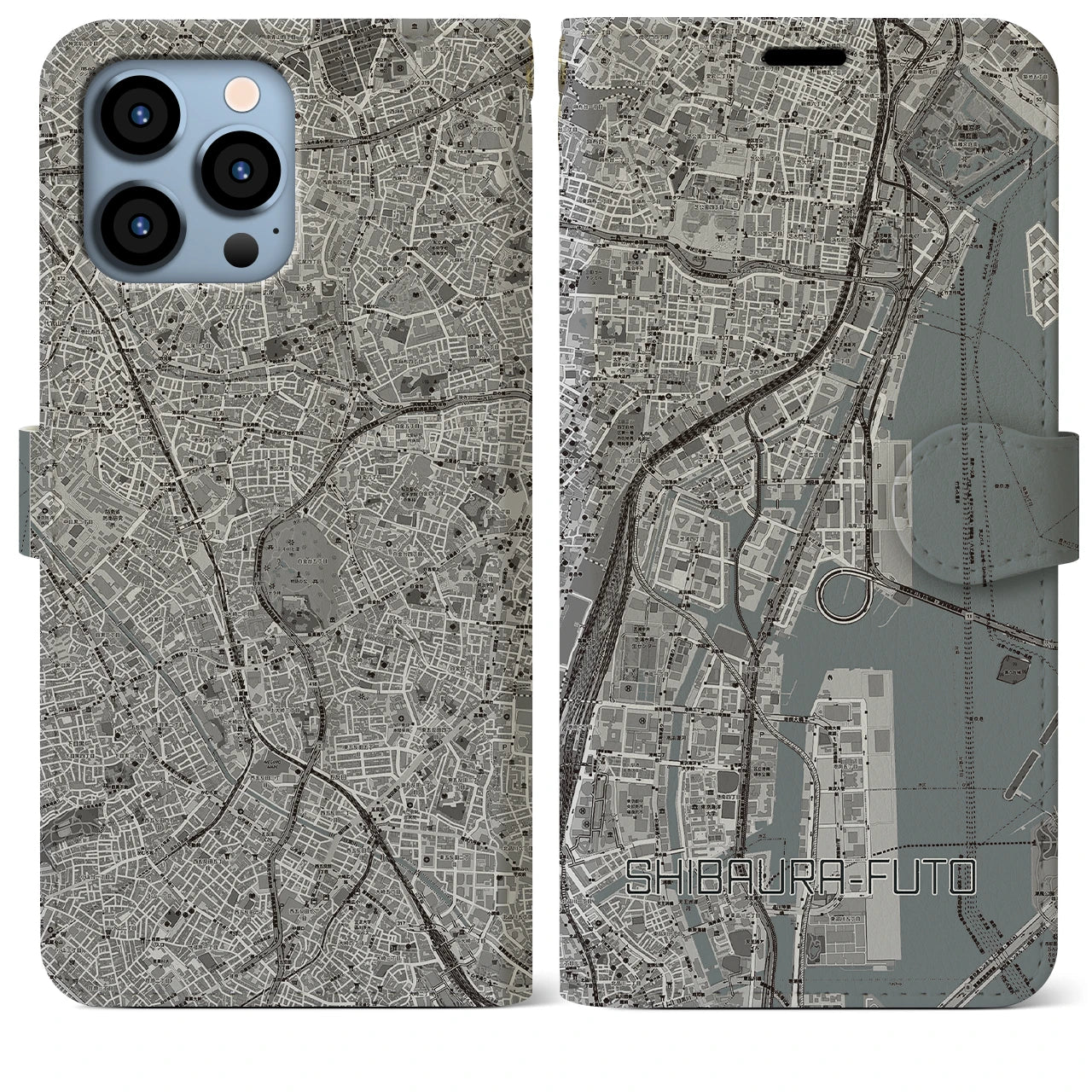 【芝浦ふ頭(東京都)】地図柄iPhoneケース(手帳タイプ)