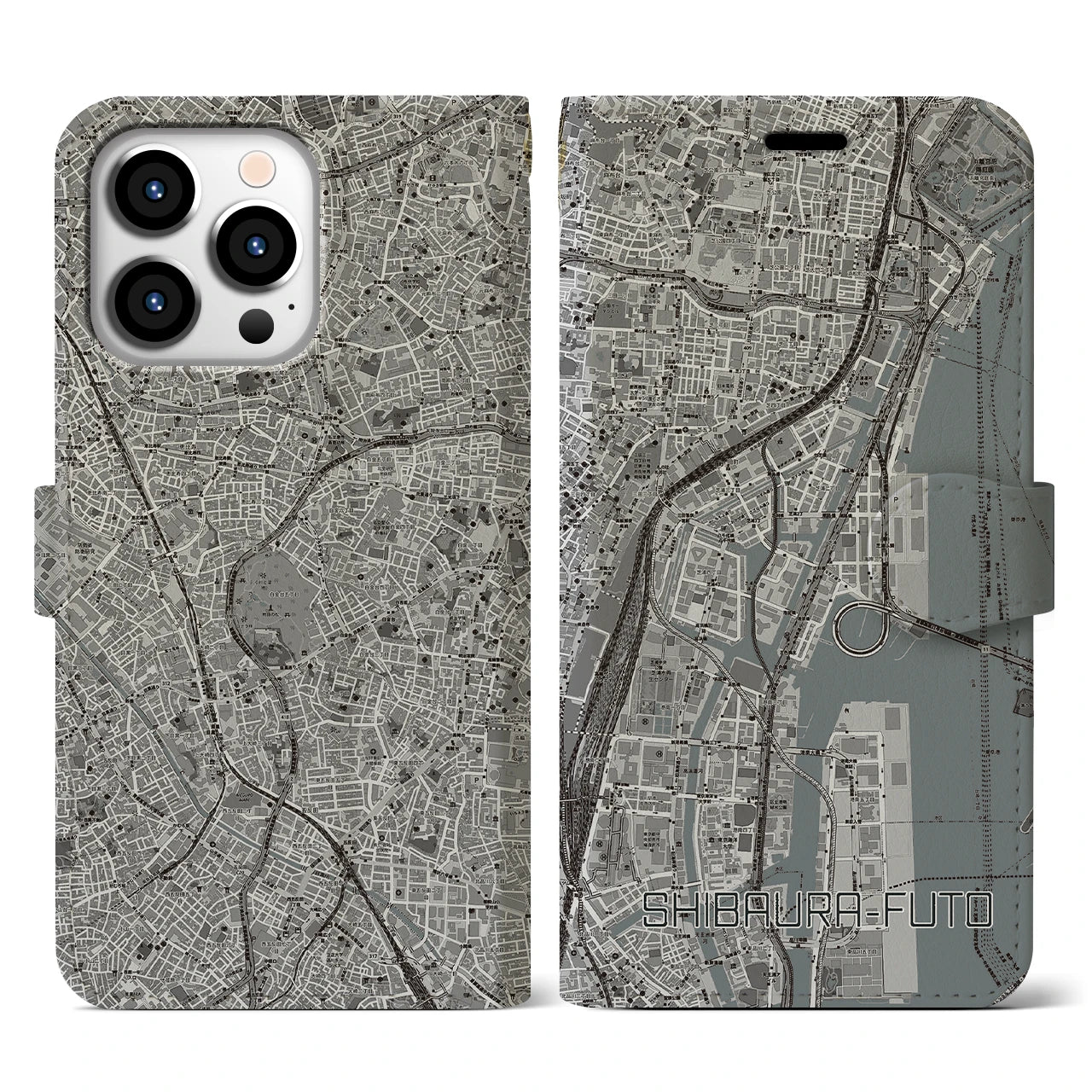 【芝浦ふ頭(東京都)】地図柄iPhoneケース(手帳タイプ)