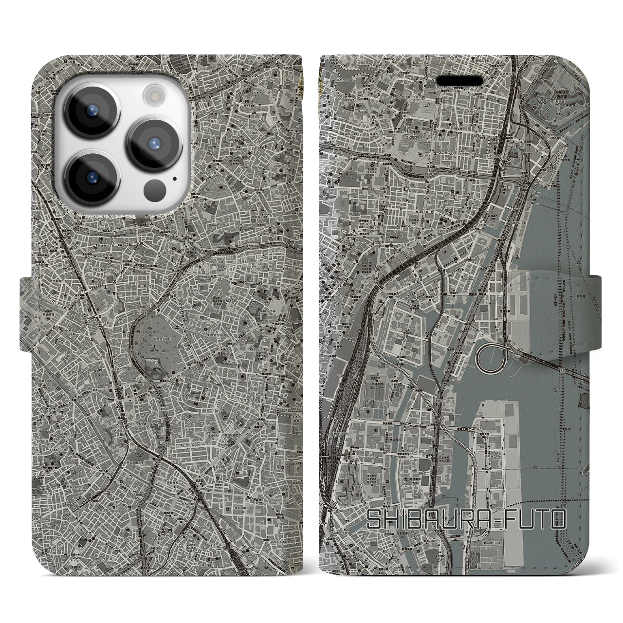 【芝浦ふ頭(東京都)】地図柄iPhoneケース(手帳タイプ)