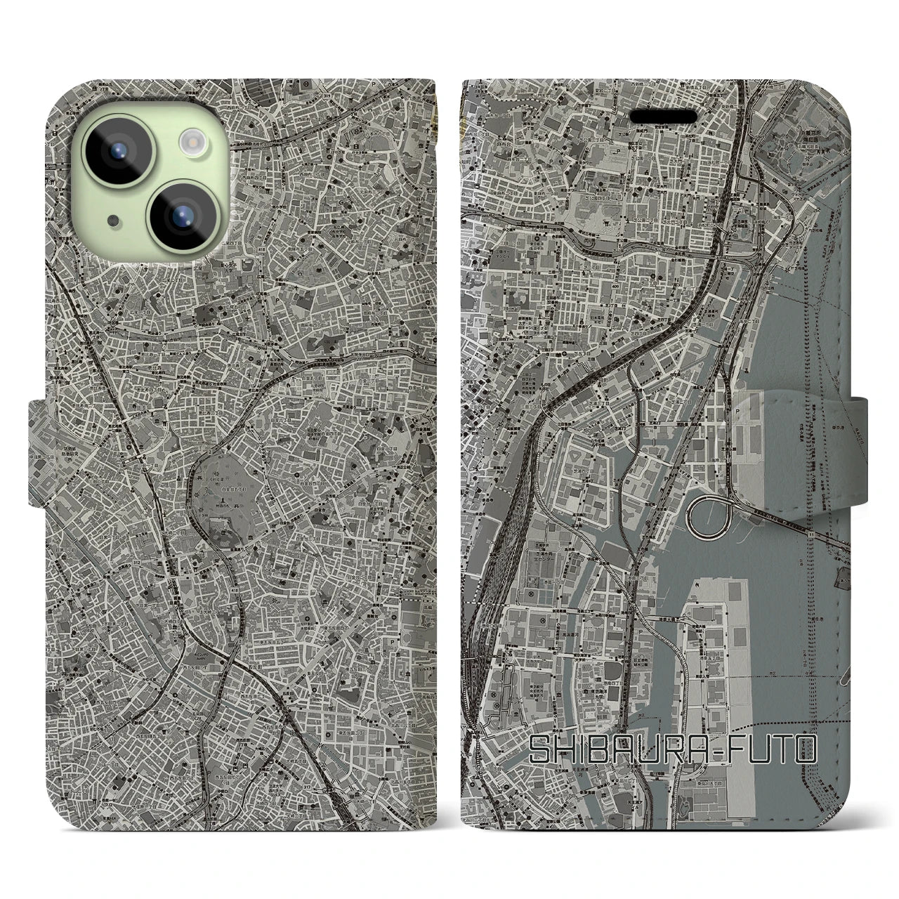 【芝浦ふ頭(東京都)】地図柄iPhoneケース(手帳タイプ)
