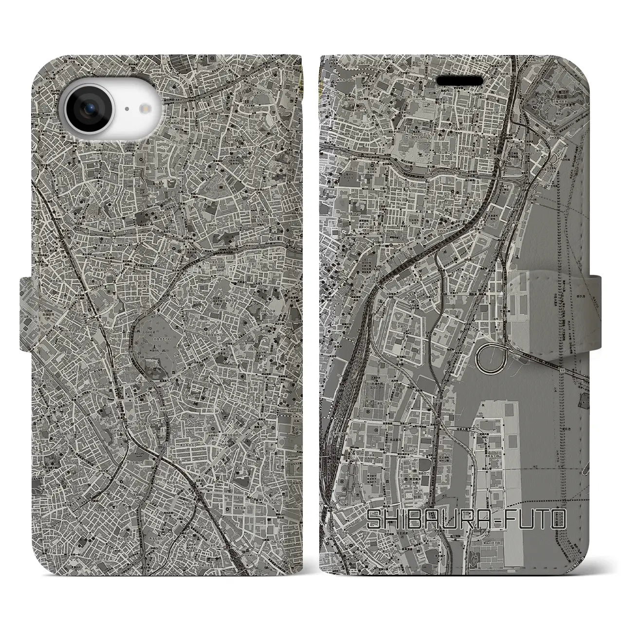 【芝浦ふ頭(東京都)】地図柄iPhoneケース(手帳タイプ)