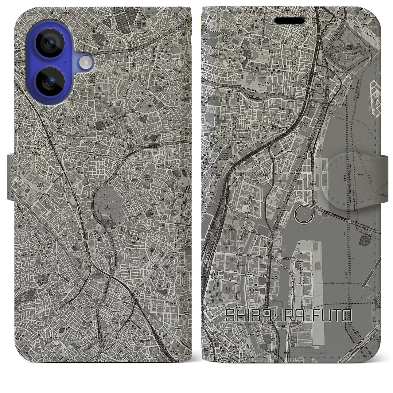 【芝浦ふ頭(東京都)】地図柄iPhoneケース(手帳タイプ)
