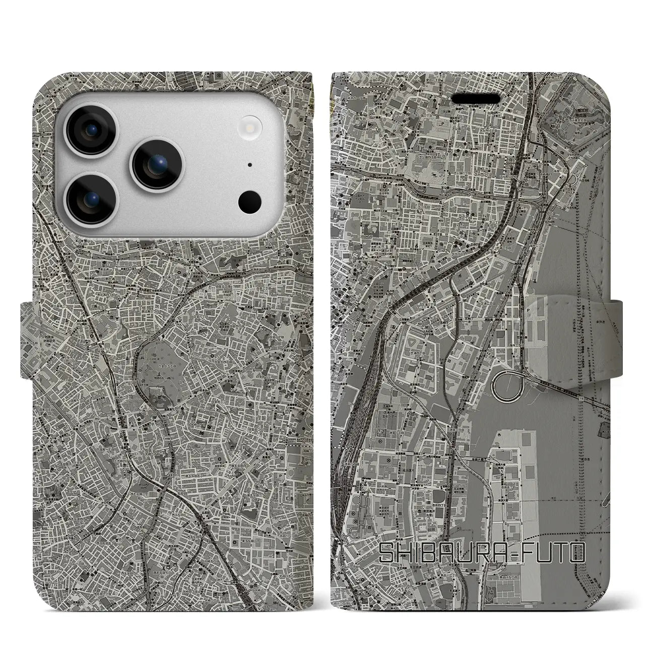 【芝浦ふ頭(東京都)】地図柄iPhoneケース(手帳タイプ)