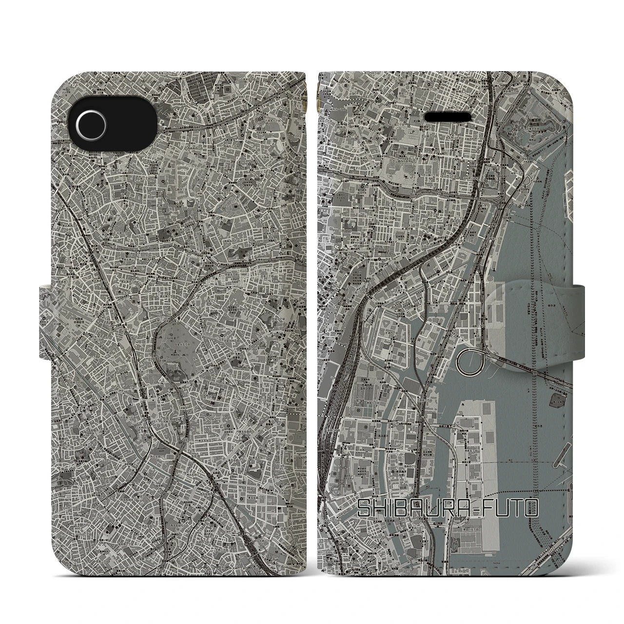 【芝浦ふ頭(東京都)】地図柄iPhoneケース(手帳タイプ)