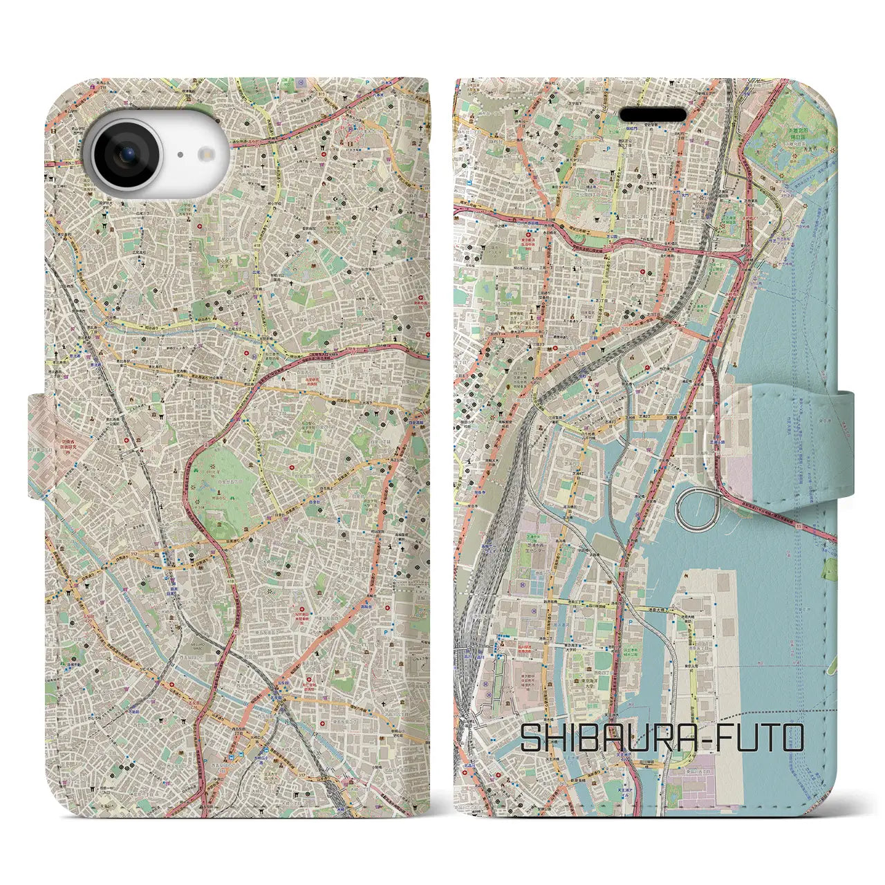 【芝浦ふ頭(東京都)】地図柄iPhoneケース(手帳タイプ)