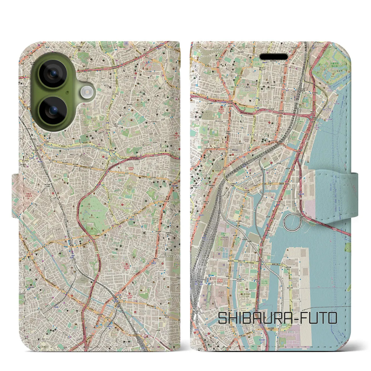 【芝浦ふ頭(東京都)】地図柄iPhoneケース(手帳タイプ)