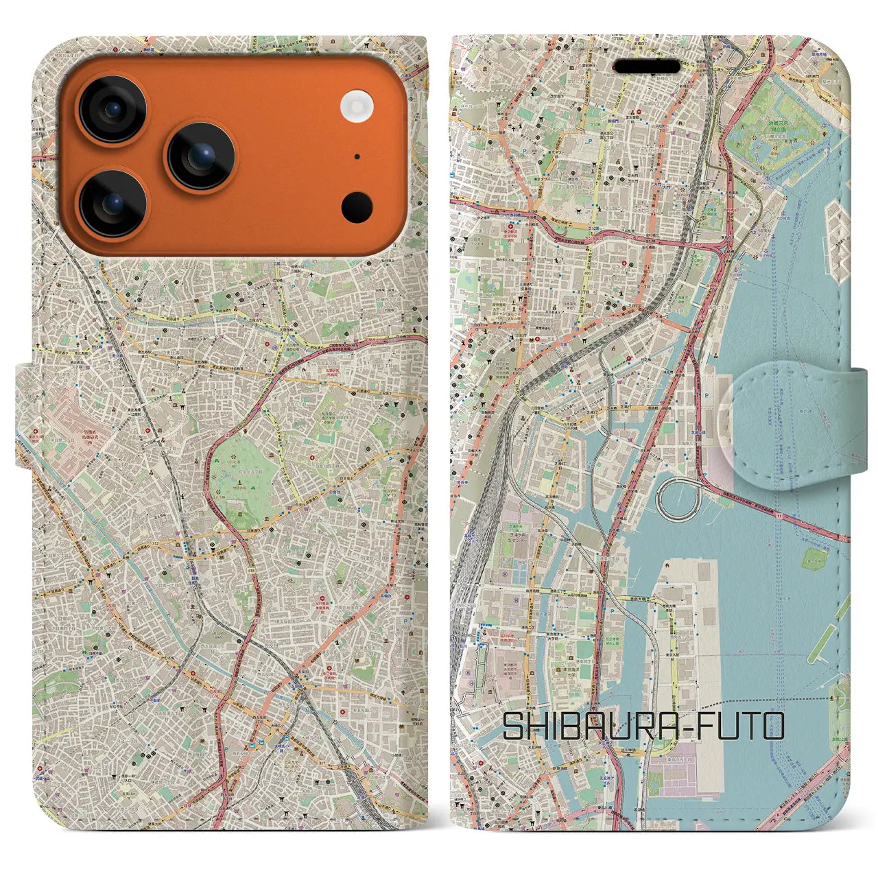 【芝浦ふ頭(東京都)】地図柄iPhoneケース(手帳タイプ)