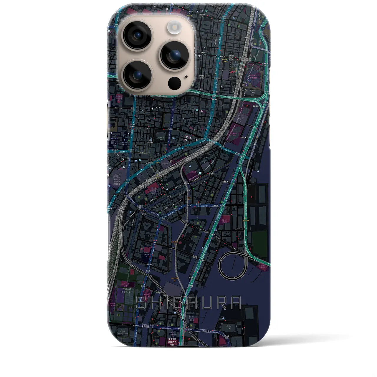 【芝浦(東京都)】地図柄iPhoneケース(バックカバータイプ)