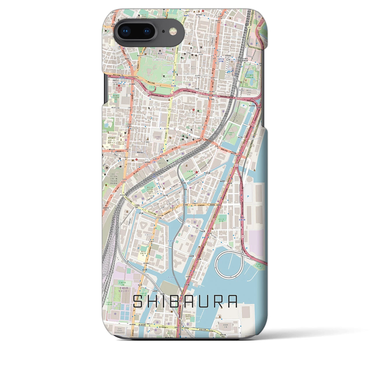 【芝浦(東京都)】地図柄iPhoneケース(バックカバータイプ)