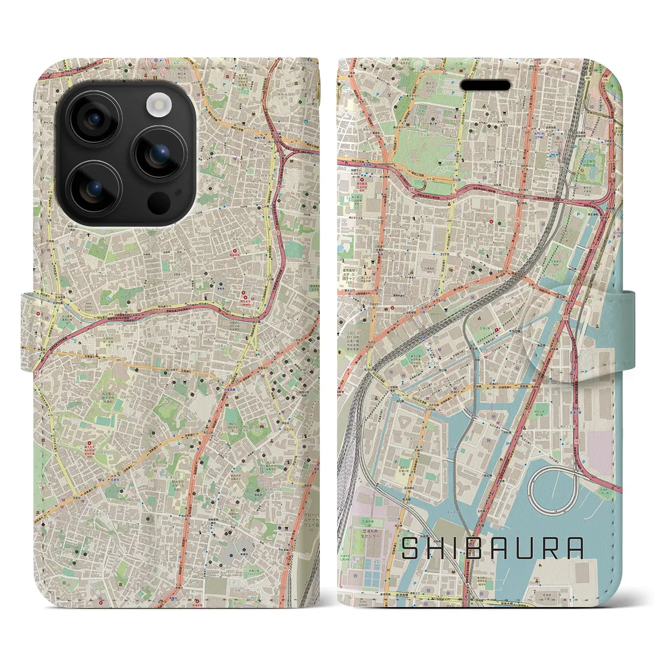 【芝浦(東京都)】地図柄iPhoneケース(手帳タイプ)