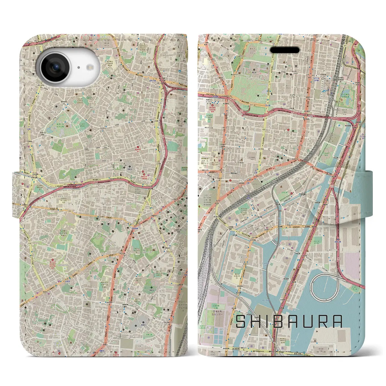 【芝浦(東京都)】地図柄iPhoneケース(手帳タイプ)