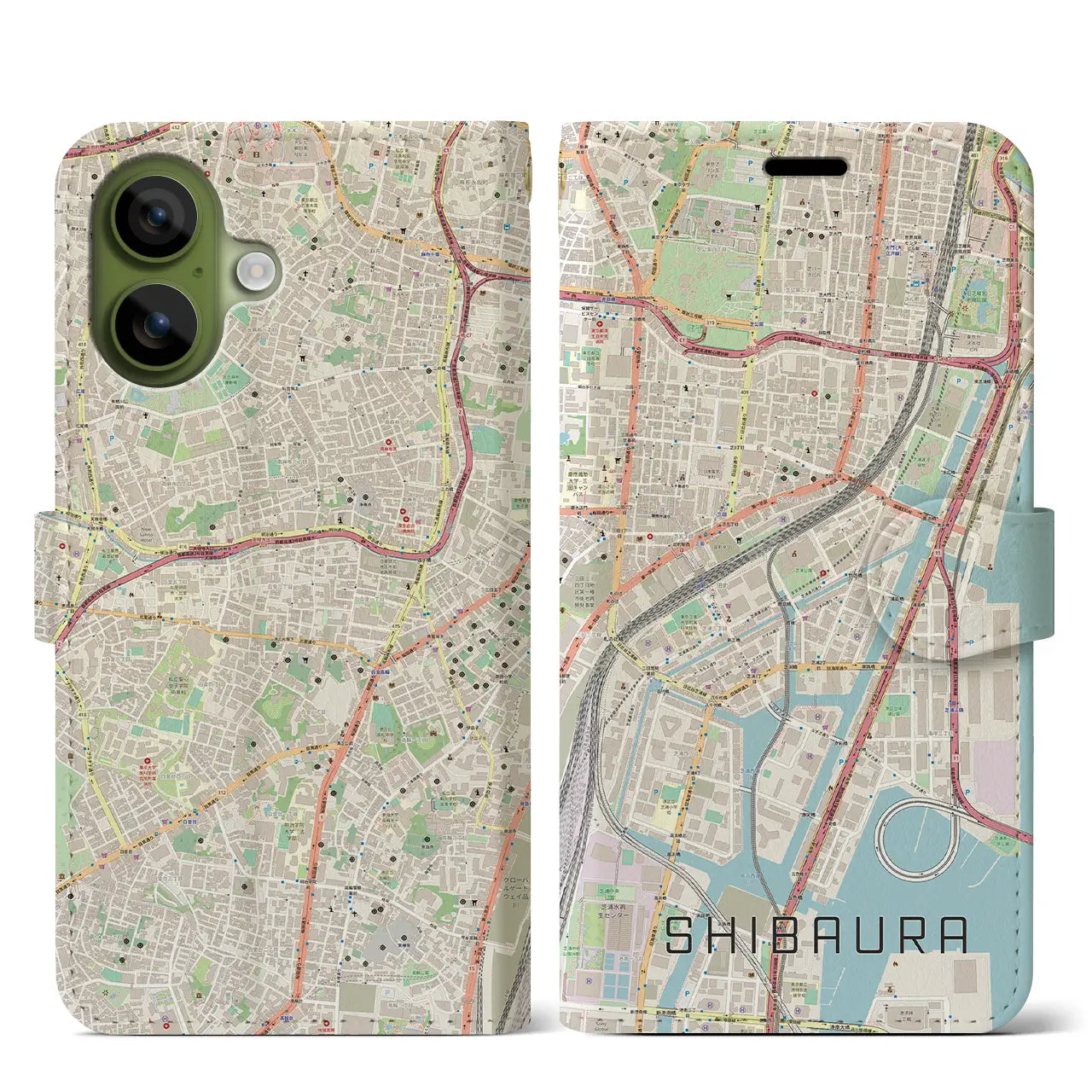 【芝浦(東京都)】地図柄iPhoneケース(手帳タイプ)