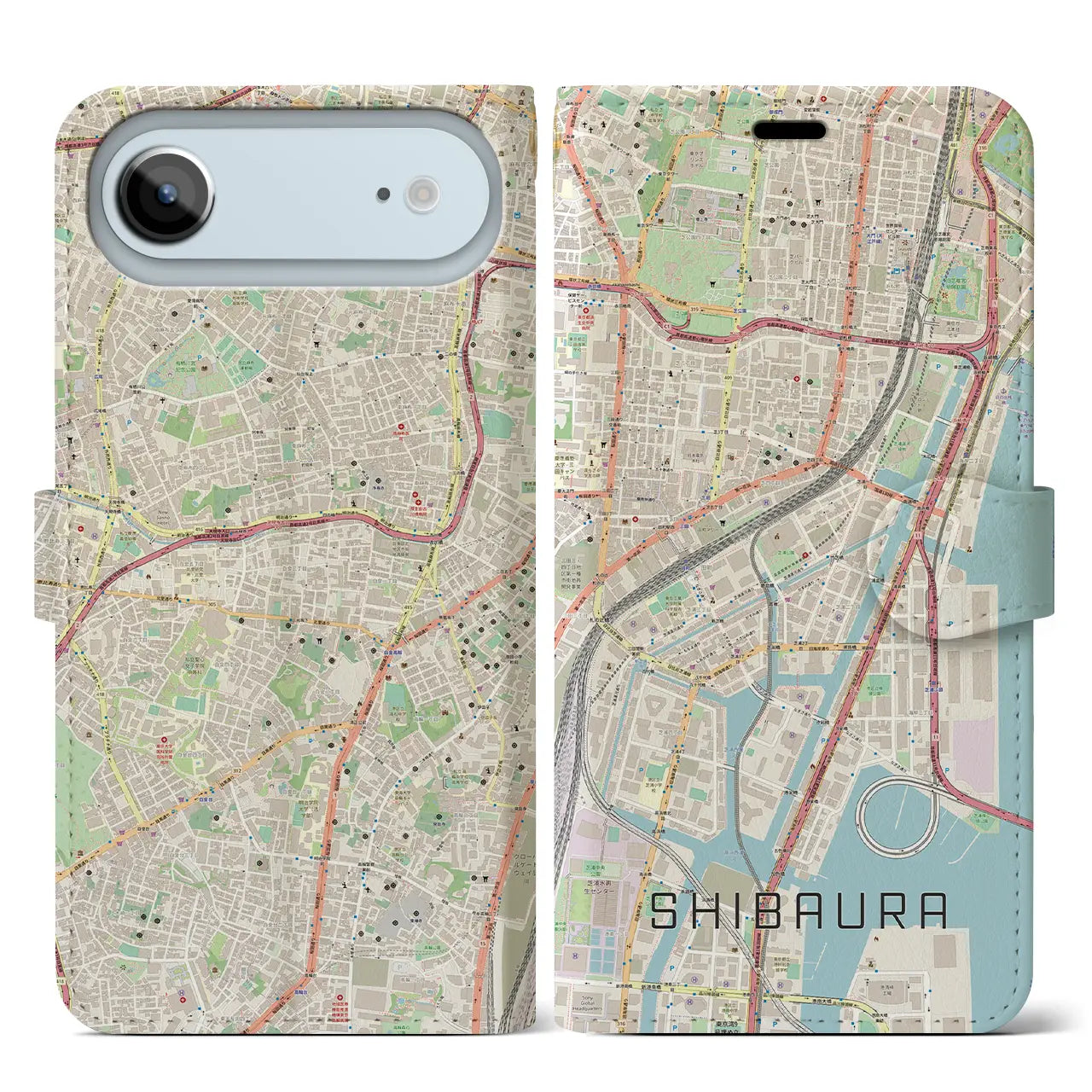 【芝浦(東京都)】地図柄iPhoneケース(手帳タイプ)モノトーン・iPhone 17 Pro Max 用