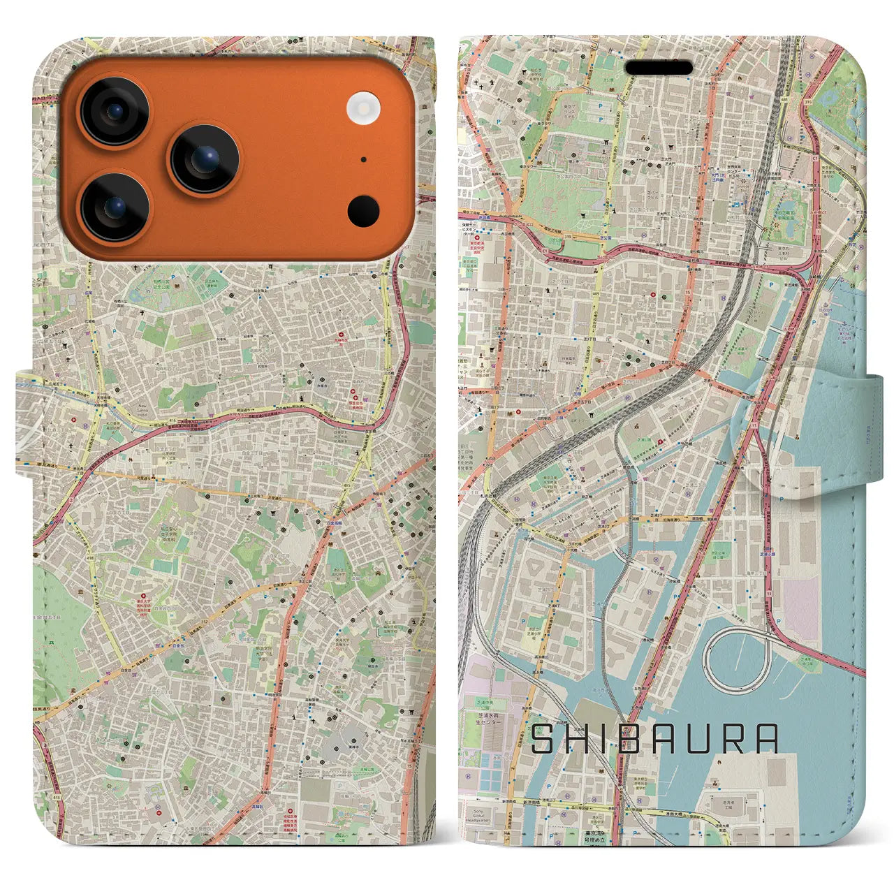 【芝浦(東京都)】地図柄iPhoneケース(手帳タイプ)
