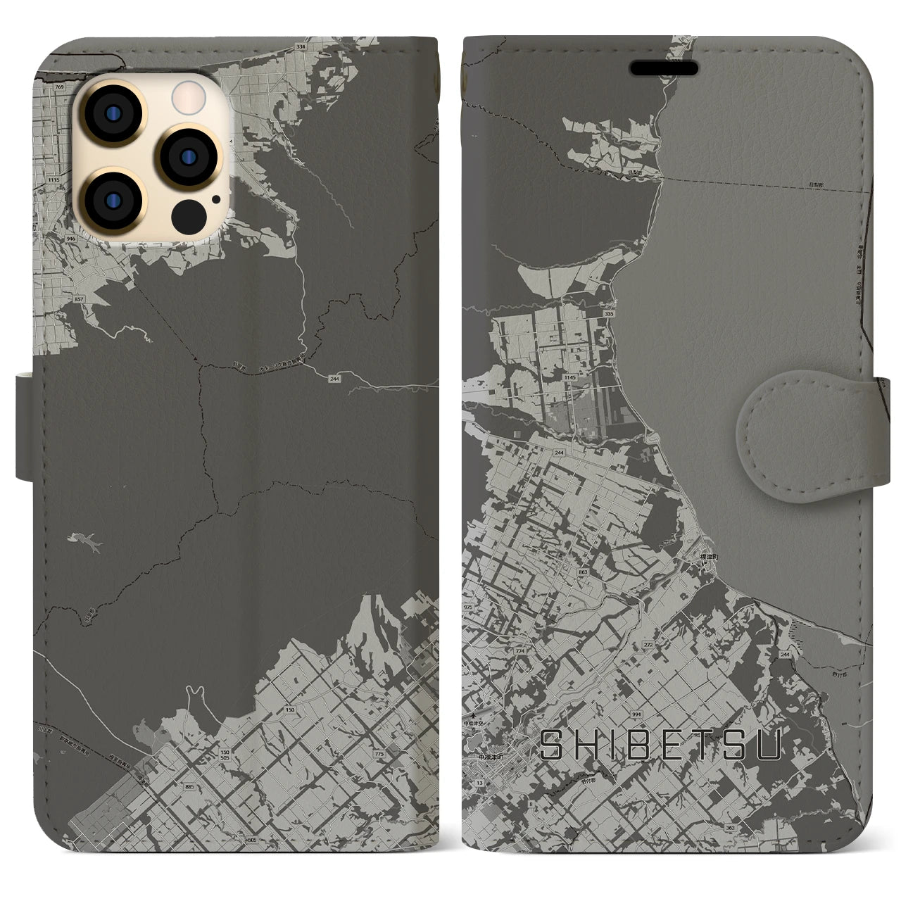 【標津(北海道)】地図柄iPhoneケース(手帳タイプ)