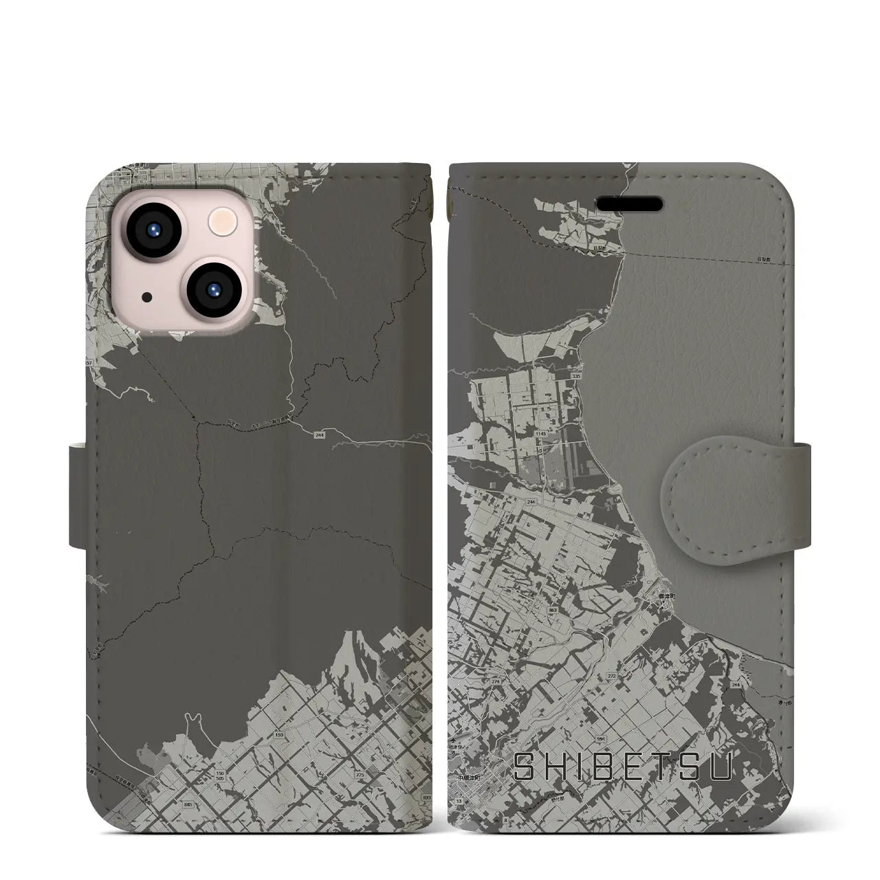 【標津(北海道)】地図柄iPhoneケース(手帳タイプ)