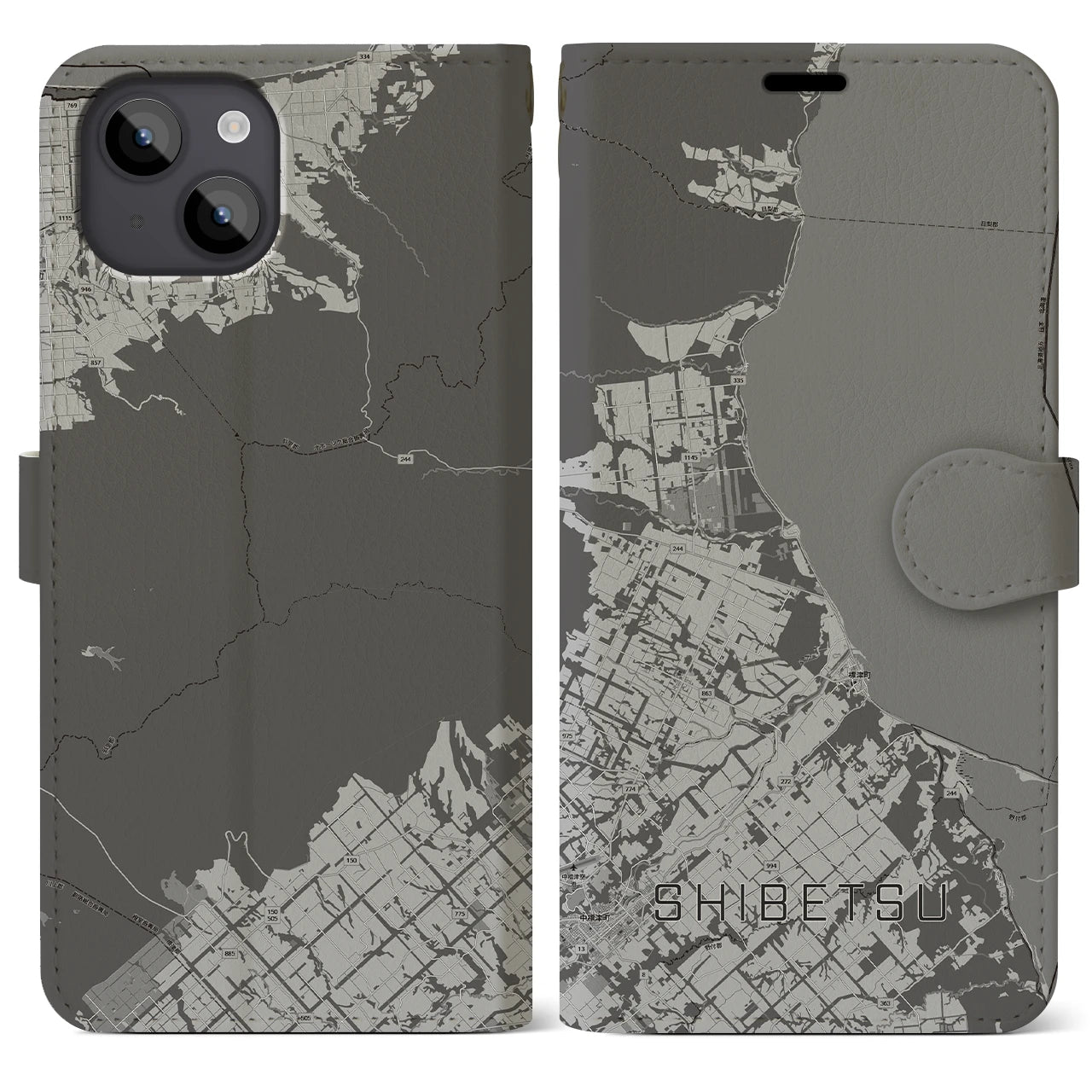 【標津(北海道)】地図柄iPhoneケース(手帳タイプ)