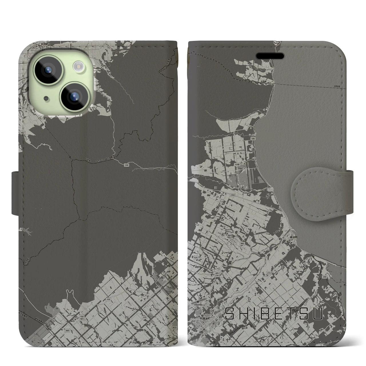 【標津(北海道)】地図柄iPhoneケース(手帳タイプ)
