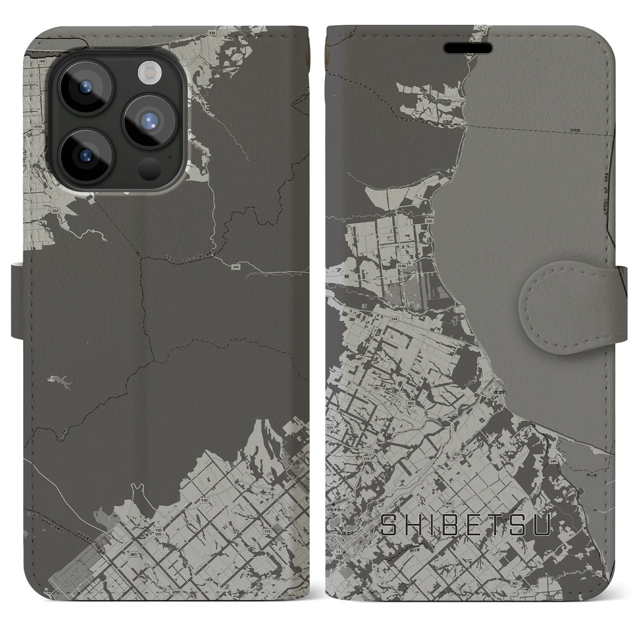 【標津(北海道)】地図柄iPhoneケース(手帳タイプ)