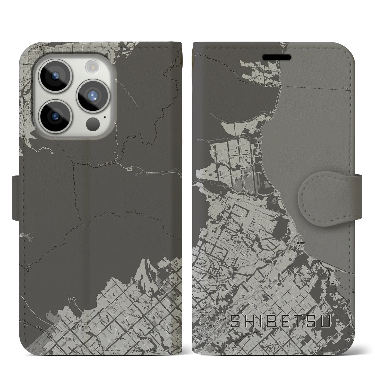 【標津(北海道)】地図柄iPhoneケース(手帳タイプ)
