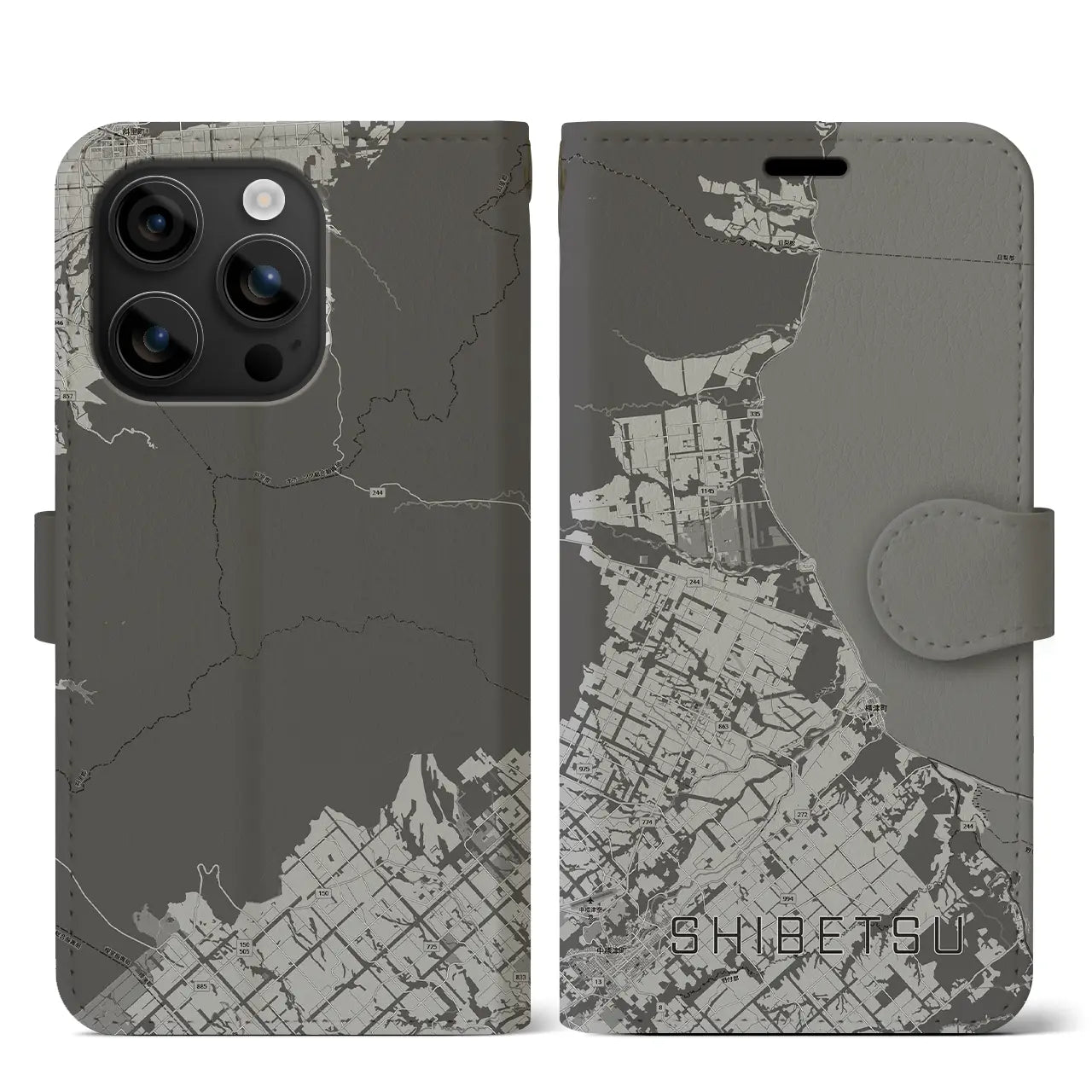 【標津(北海道)】地図柄iPhoneケース(手帳タイプ)