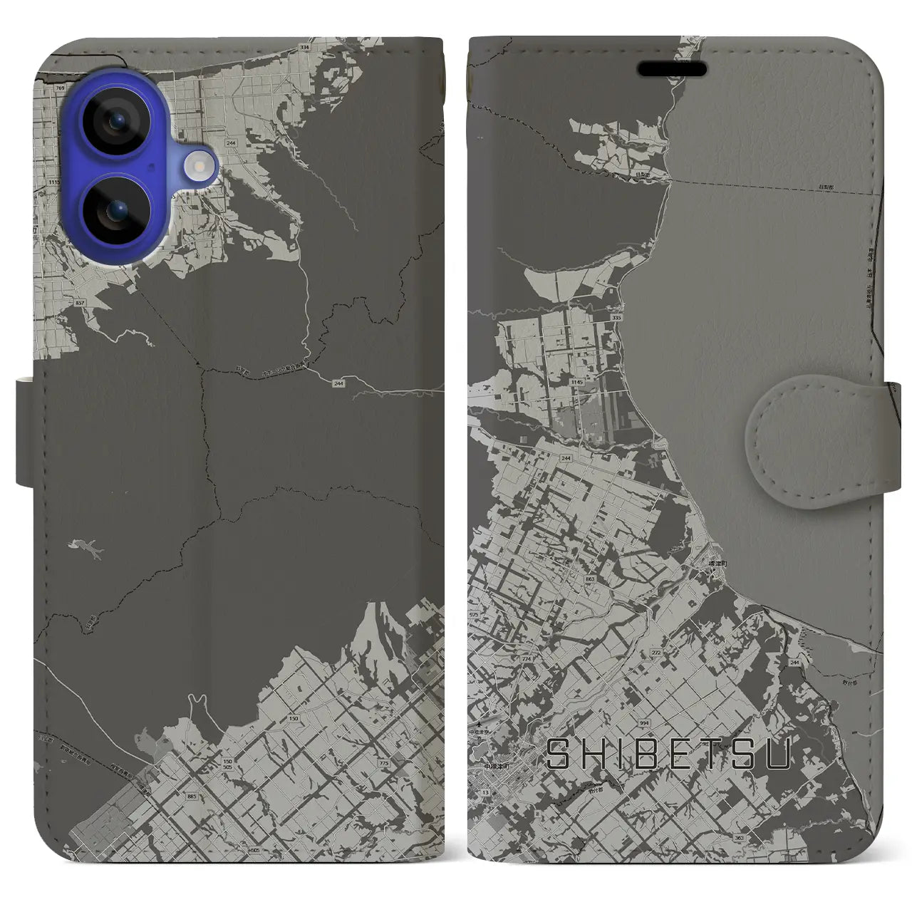 【標津(北海道)】地図柄iPhoneケース(手帳タイプ)