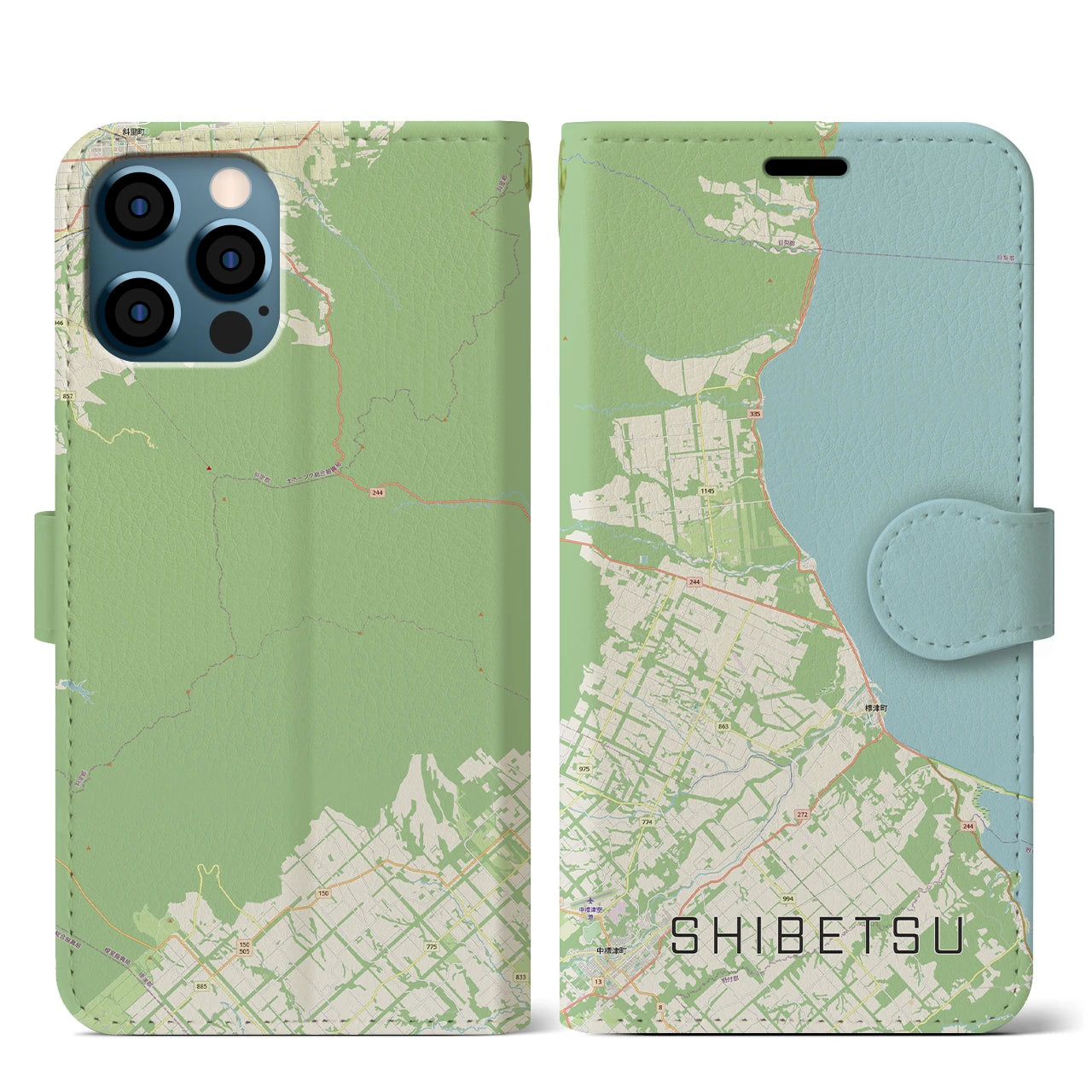 【標津(北海道)】地図柄iPhoneケース(手帳タイプ)