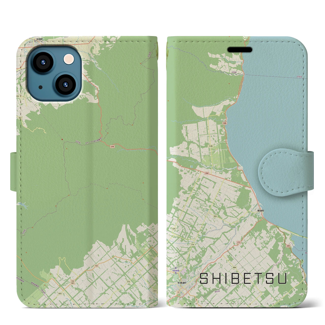 【標津(北海道)】地図柄iPhoneケース(手帳タイプ)