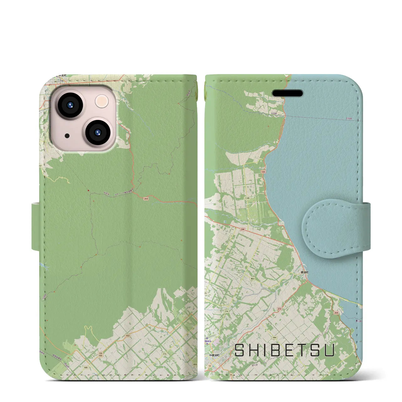 【標津(北海道)】地図柄iPhoneケース(手帳タイプ)