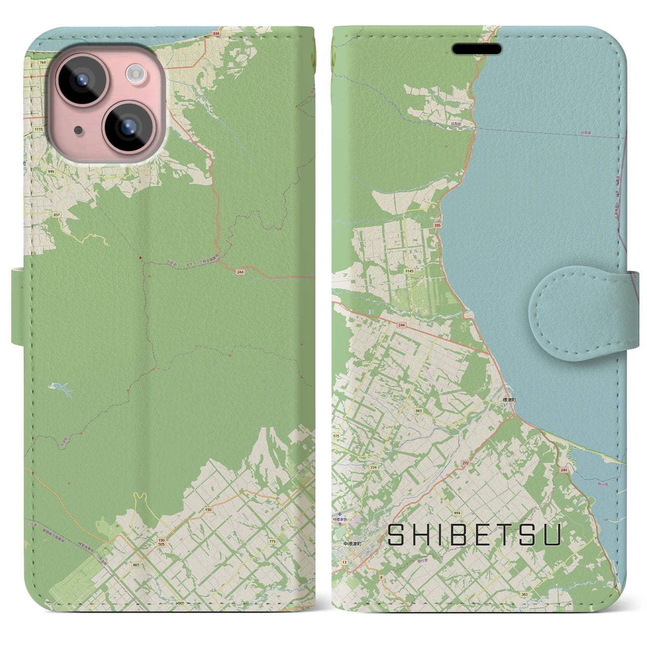 【標津(北海道)】地図柄iPhoneケース(手帳タイプ)