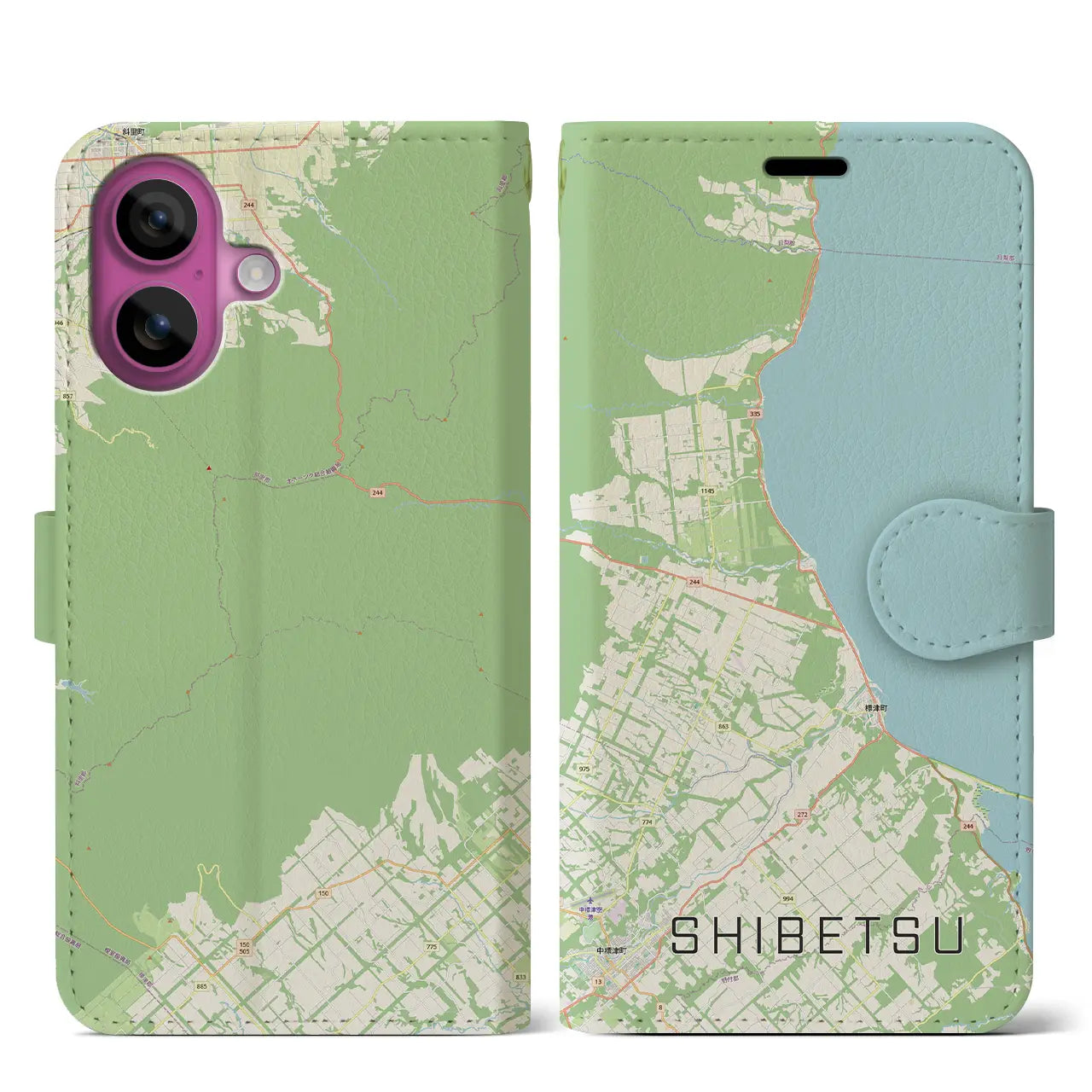 【標津(北海道)】地図柄iPhoneケース(手帳タイプ)