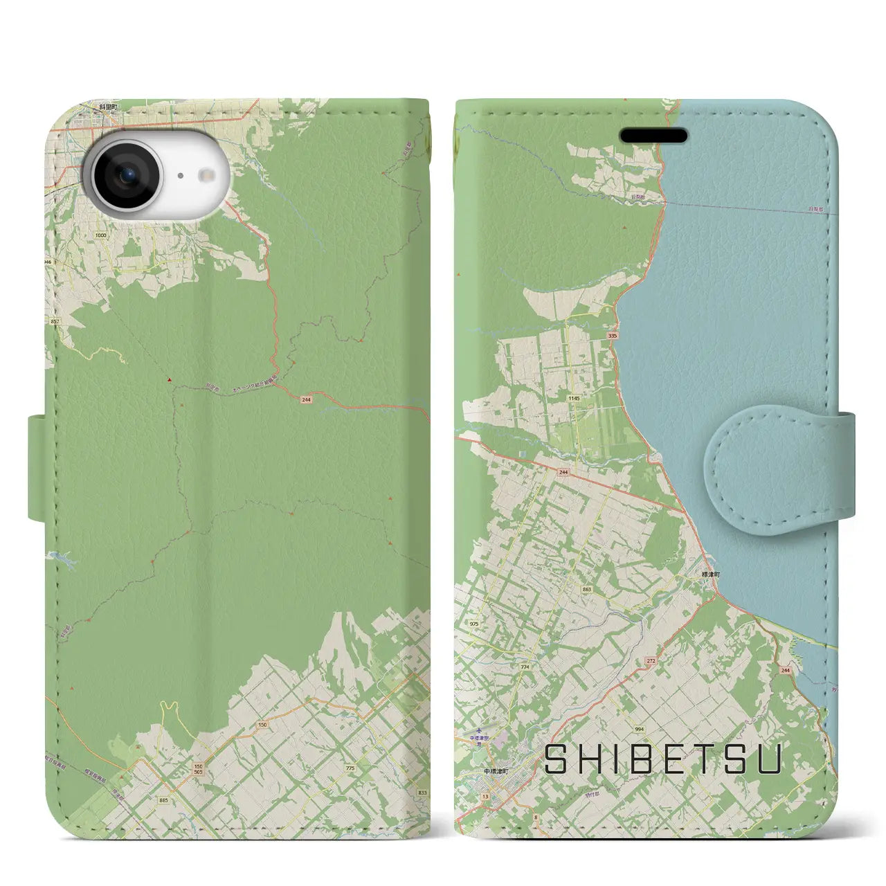 【標津(北海道)】地図柄iPhoneケース(手帳タイプ)