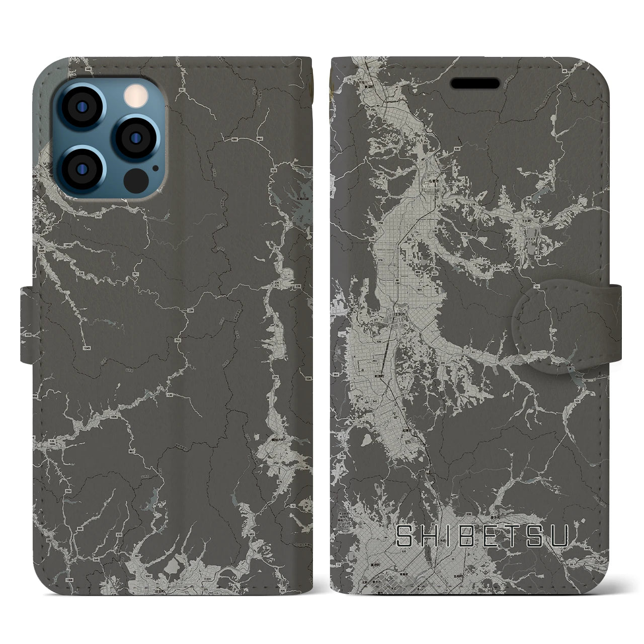 【士別(北海道)】地図柄iPhoneケース(手帳タイプ)