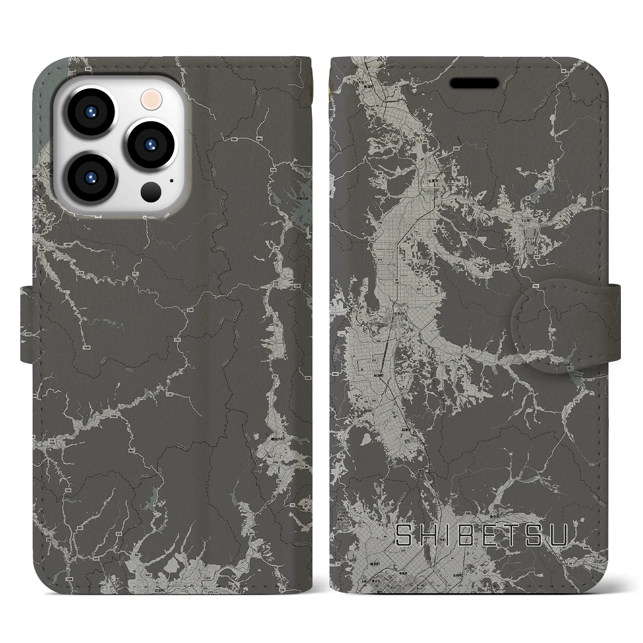 【士別(北海道)】地図柄iPhoneケース(手帳タイプ)